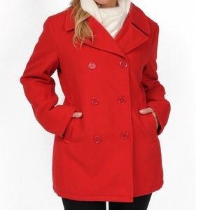 Beautiful red wool pea coat